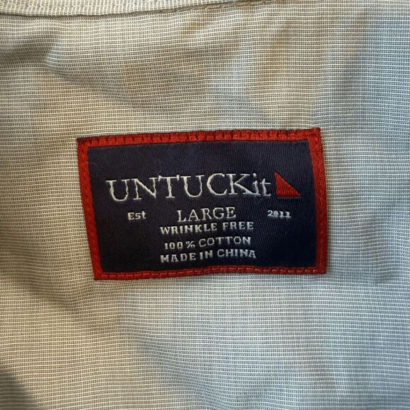 UNTUCKit Men's Cotton Button Front Wrinkle Free Button-up Shirt Gray Large - Picture 3 of 7